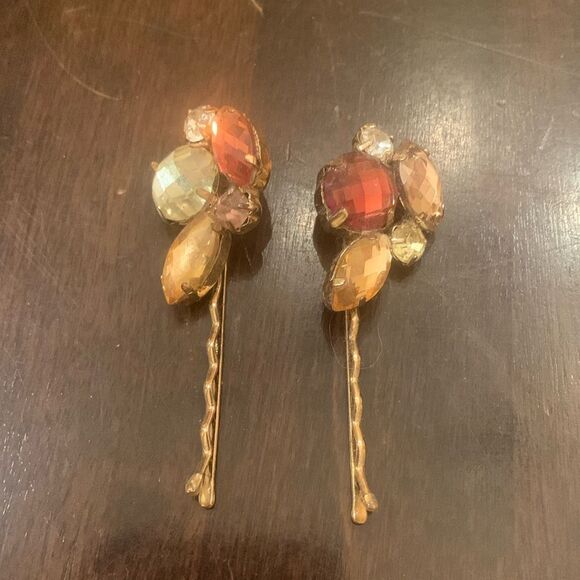 2 Rhinestone Bobby Pins hair clips - Picture 1 of 4